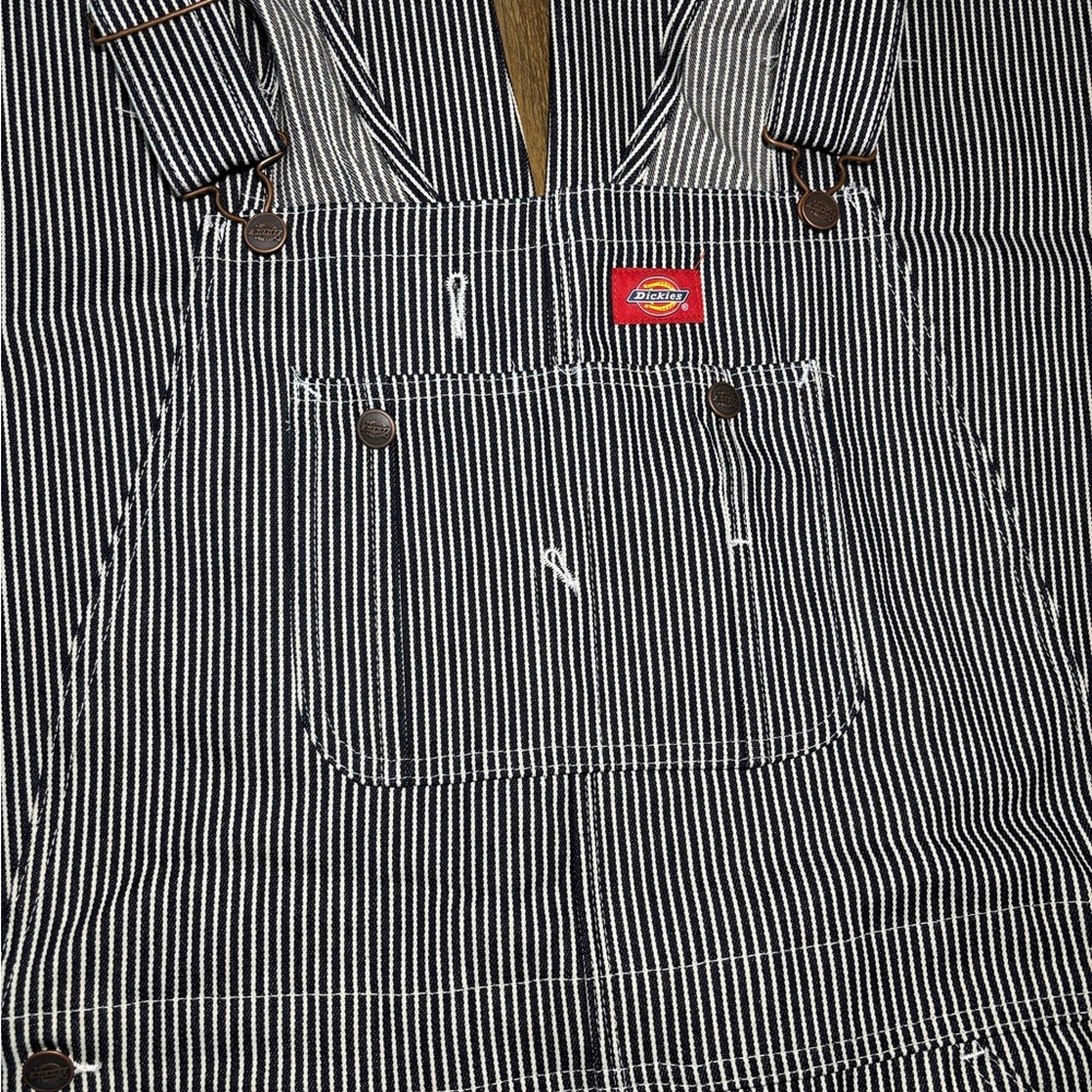 Men's Gray Striped Overalls - Picture 4 of 9